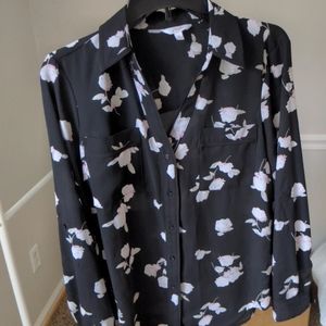 Small Black & Floral Button Down Shirt
